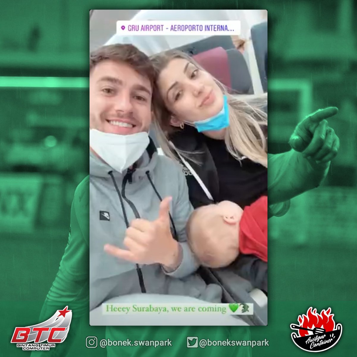 bonekswanpark's tweet photo. Areke teko mat ✈✈✈
.
.
.
#bonekswanpark
#Bonek #bonita  #persebaya #persebayaday #kitapersebaya #greenforce #bajolijo #kamihausgolkamu #KamiBonek #tribuntimur #tribunutara #tribunkidul #greennord #wani #suporter #persebayafans #surabayafans #onestadiumonechants #surabaya #wani https://t.co/gqTDDIa07M