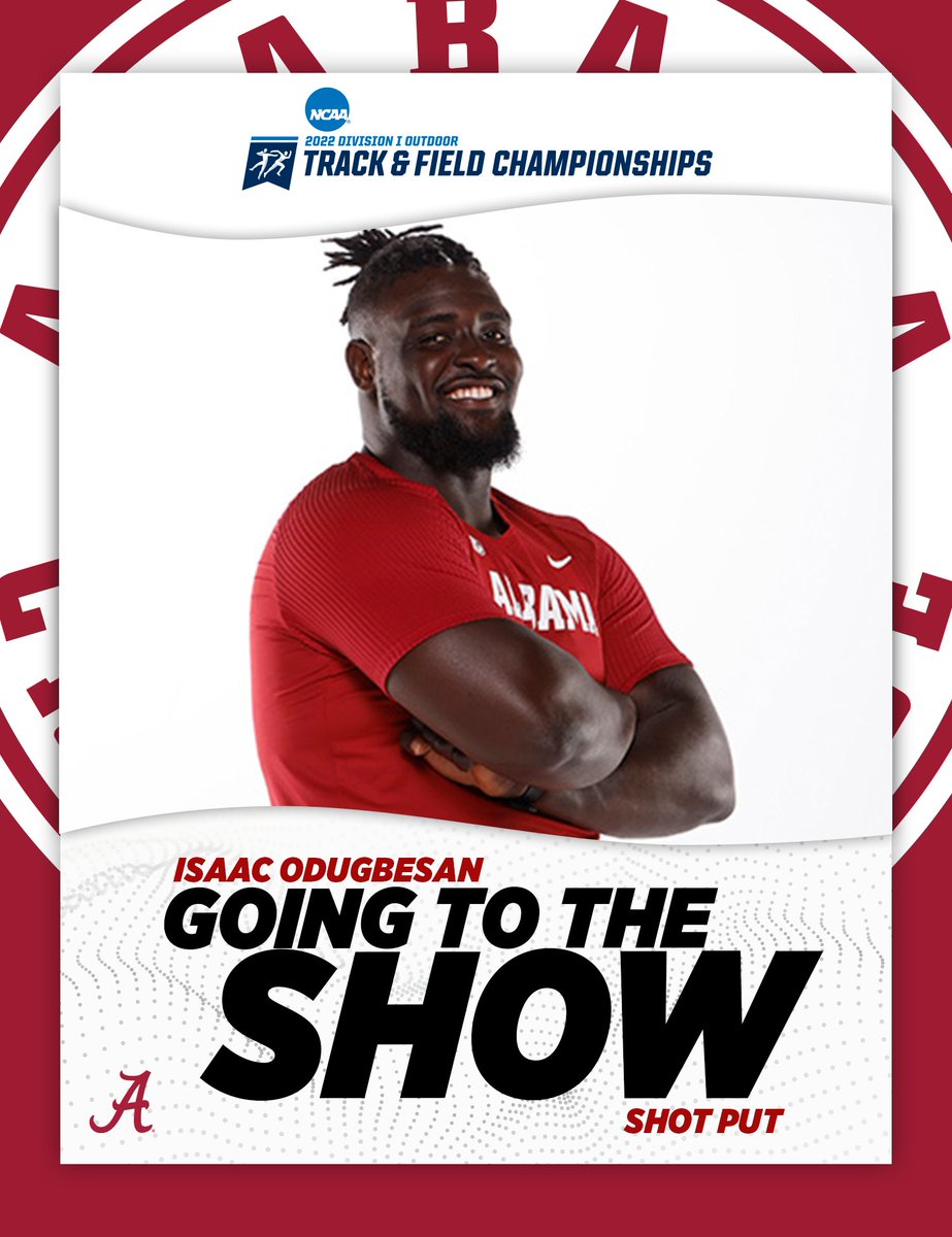 AlabamaTrack's tweet photo. Isaac Odugbesan and Chago Basso are headed to Eugene after punching their tickets in the shot put during today's NCAA East Preliminary!
#NCAATF #BamaThrows #RollTide https://t.co/6Lan3klALt