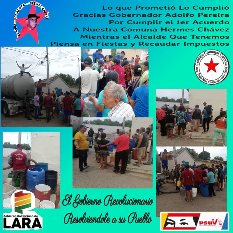 Gracias Al Gobernador <a href="/AdolfoP_Oficial/">Adolfo Pereira Gobernador</a>  por Cumplir con Nuestras Comunidades 1 er acuerdo Cumplido... distribución Casa x Casa para solventar un poco   mientra se repara la tubería y se colocan los transformadores ... juntos Somos Más... Estamos Venciendo
