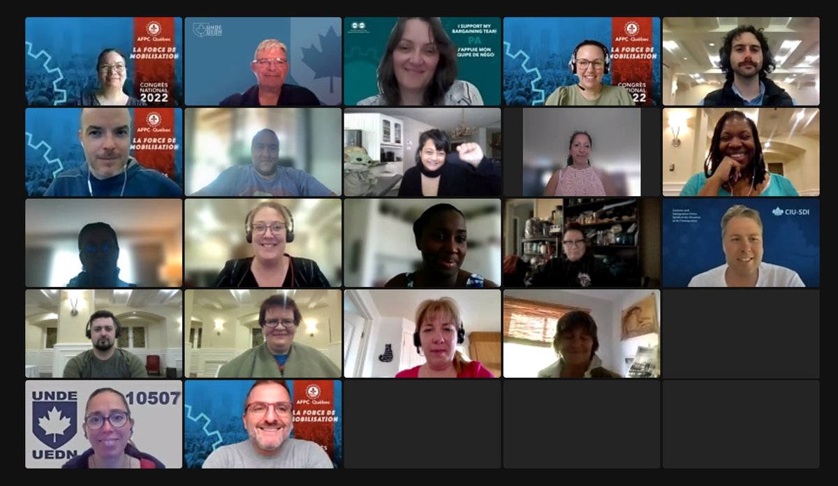 Les déléguées et délégués de l'AFPC-Québec au Congrès national 2022 étaient au rendez-vous plus tôt aujourd'hui lors du premier caucus régional. Tout sourire et plein d'entrain, les membres seront bien représentés !

#afpcqc #afpc #syndqc #afpc2022 #psac2022