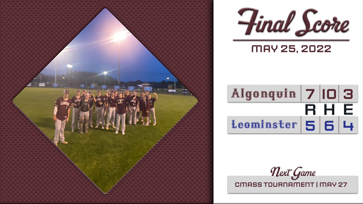GonkBaseball's tweet photo. The Boys get their revenge up at Historic Doyle Field! Klein with a spectacular performance on the bump, with Lee coming in to close it down. 

We’re back on Friday in the CMass Tourney Semis - stay tuned for details! https://t.co/N02huCwq2z