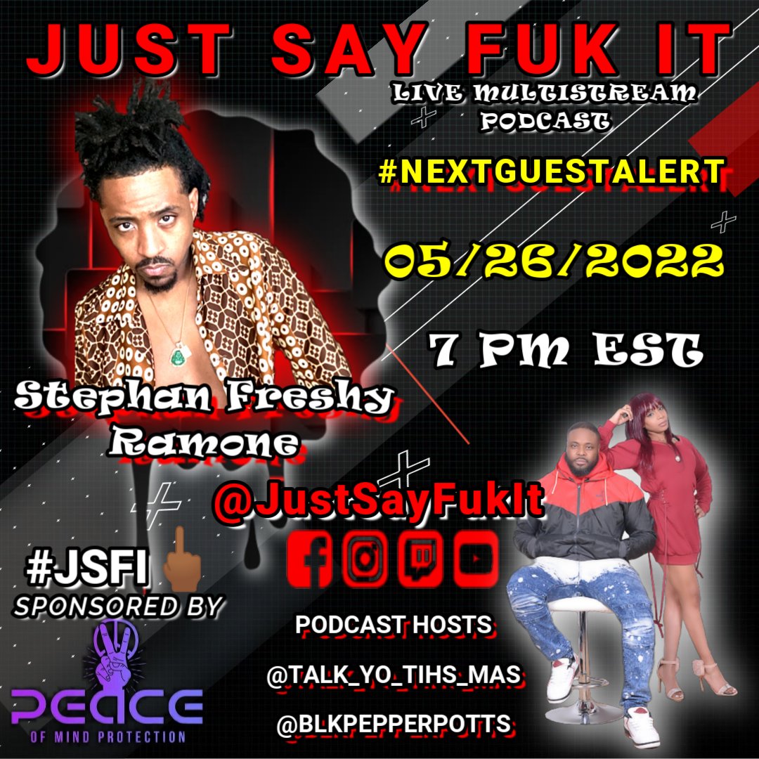 JustSayFukIt216's tweet photo. #JSFI🖕🏽 #NextGuestAlert Thurs. @ 7 PM 5/26/2022
@MantraFreshy
Live everywhere (Facebook YouTube Twitter Twitch) @ JUST SAY FUK IT
Hosts
@talk_yo_tihs_mas #TYSM🤌🏽
@blkpepperpotts #BPP👌🏽
Sponsored by @peaceofmindpro4
#podcast #podcasthosts #podcasting https://t.co/O09R9Cytn9