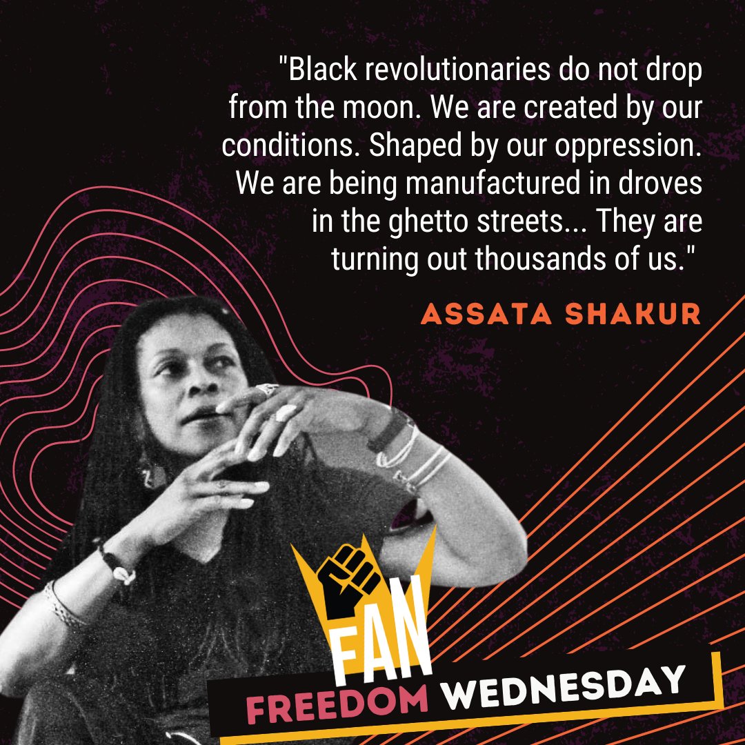 FreedomActNow's tweet photo. โBlack revolutionaries do not drop from the moon. We are created by our conditions. Shaped by our oppression. We are being manufactured in droves in the ghetto streets... They are turning out thousands of us."
- Assata Shakur
#FreedomWednesday https://t.co/jBhmslzQ4z