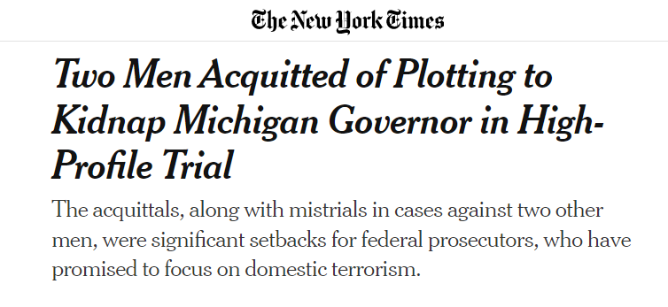 CallousedChris's tweet photo. There is an endless pool of examples of terror prospecting by three letter agencies to draw from, but to amplify their recent use of this tactic and their new goal — creating domestic terrorists — just look into the Gov. Whitmer Kidnapping case. Completely orchestrated by Feds. https://t.co/nI3kbo8O9o
