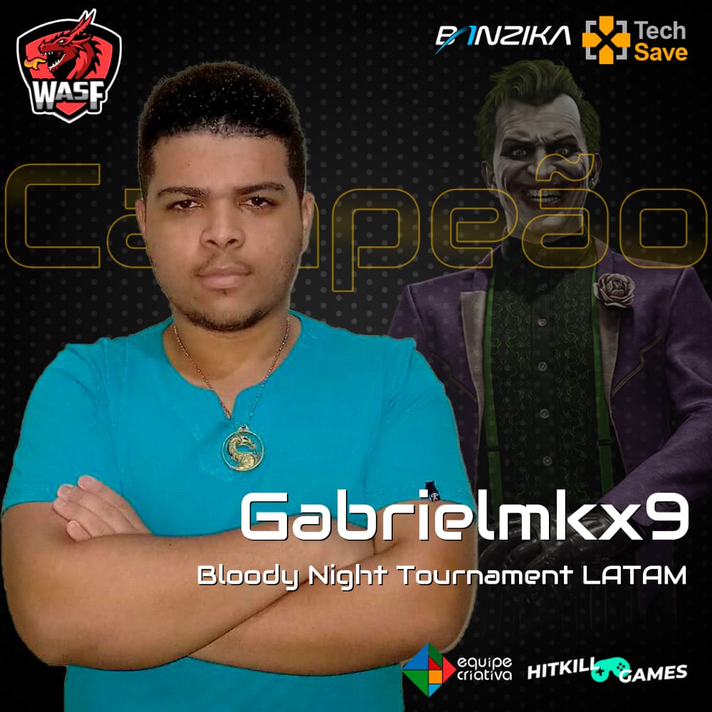 WasFEsports's tweet photo. Nosso exímio jogador de Joker @Gabrielmkx9, torna-se campeão do torneio organizado pelo @SOMOSMORTAL .
Representando de forma incrível, parabéns soldado!!!
#GoWasF #MortalKombat11 #BuffJoker https://t.co/qdaFCwuKw3
