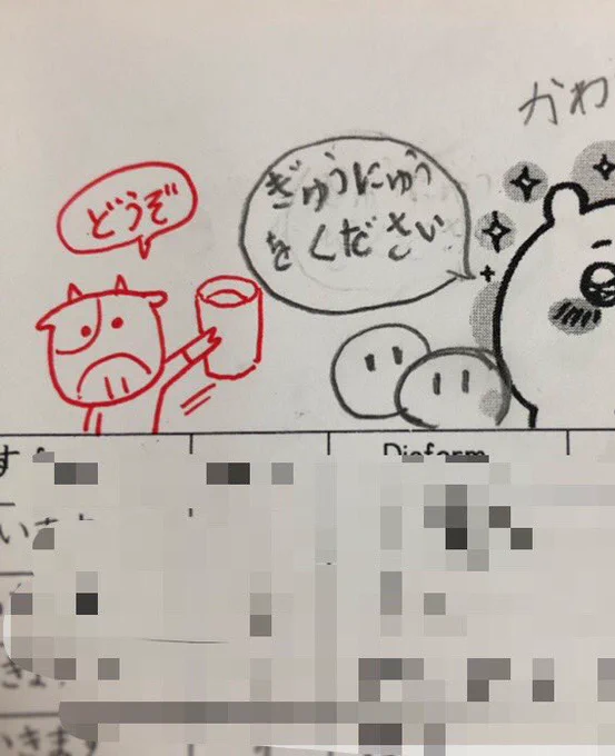 【タイの学校】テストに描かれた落書きに、こっちも落書きで返すのにハマってる。採点にかなり時間がかかるけど楽しい。牛乳くださいって言われたからあげといたw 