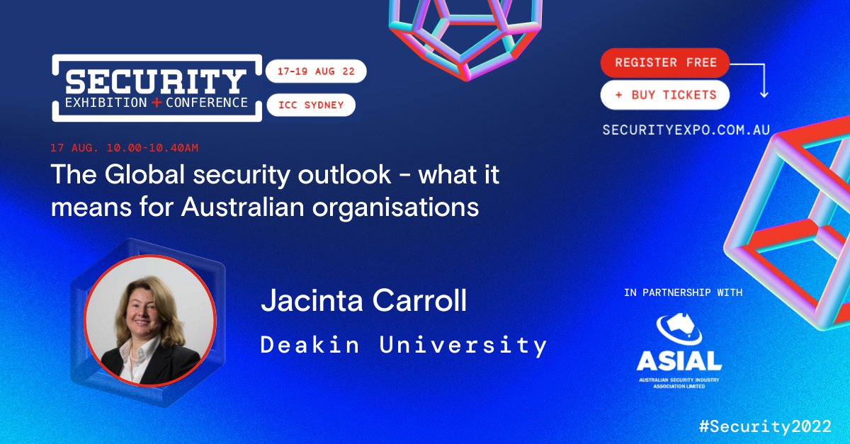 asial_au's tweet image. Jacinta Carroll of @Deakin will deliver a compelling presentation on what the global security outlook means for Australian organisations at the Security Conference 2022.

Early bird prices end 30 June. Info here: ow.ly/fKHF50JicSJ

@Security_Expo  

#asial #Security2022