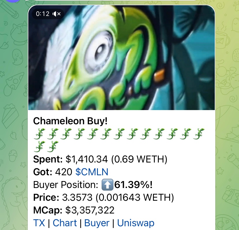 New tokenomics and bringing back the good old days $CMLN

#NewMeta @Chameleon_erc20 #FirstMover $CMLN

This Chad buyer been only accumulating

Team this person deserves an NFT

0.69 ETH, 420 $CMLN Chad to be registered in $CMLN history 

0x53091293A36D38D1480Ac896995ABFF4010c3487
