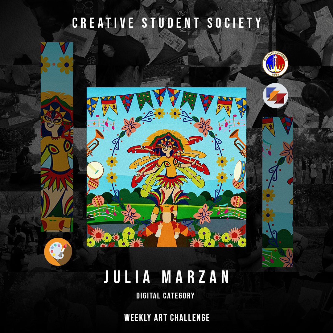 OfficialQCUCSS's tweet photo. Art Description:
“Festivals teach us that life is a season to celebrate with joyful pride, full of positivity and laughter while enjoying the richness and vibrant cultures from our ancestral history.”
#1QCU
#TatakCSS
#QCUCSSLIKHAPRODUCTION
#ArtJamChallenge
#VisualArtistGroup https://t.co/hrlBI5Hdfq