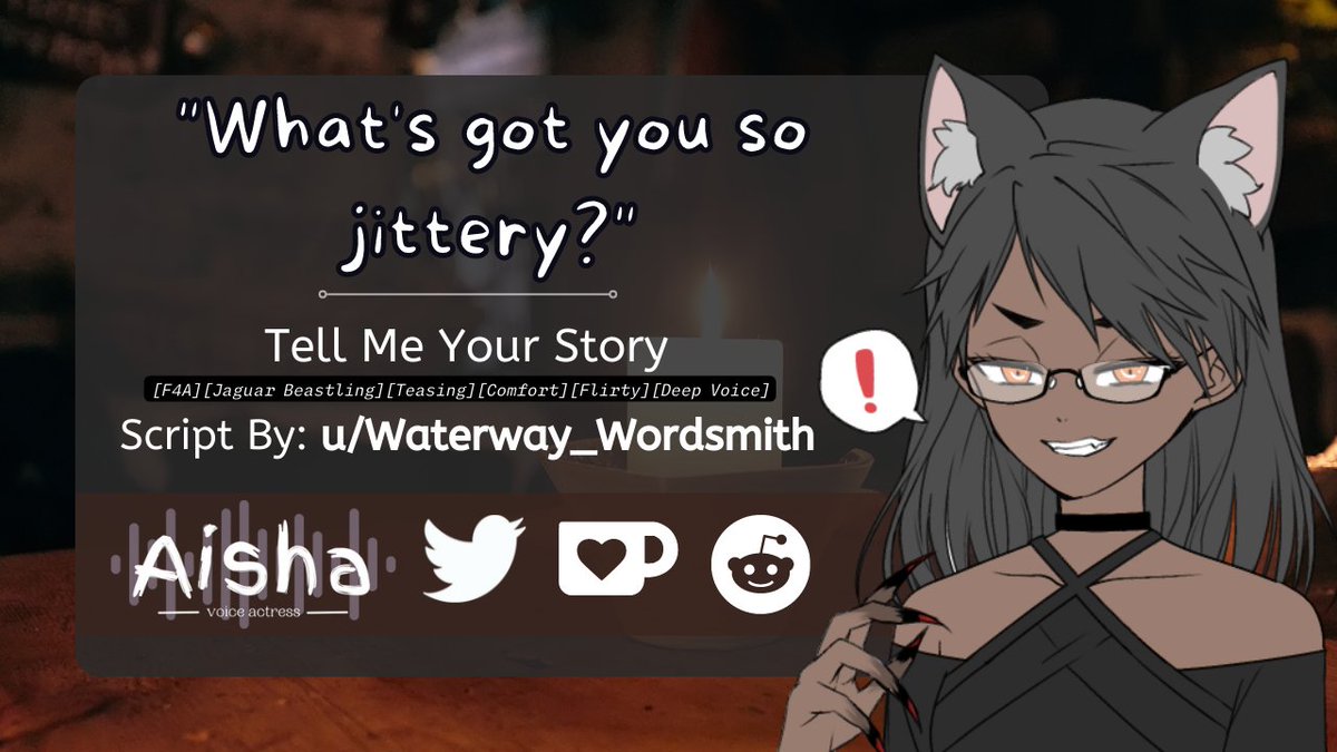 aisha_va's tweet photo. She wants you to tell her a story. Will you?
π¦ (Listen)- https://t.co/ggrIcXtCcZ
#ASMR #FantasyASMR #MonsterGirls
π’ - Commission Me?: https://t.co/LidKBSFjW1
π’ - Donate/Tip?: https://t.co/zdCBrXAjFL https://t.co/OkLjvv1YOD