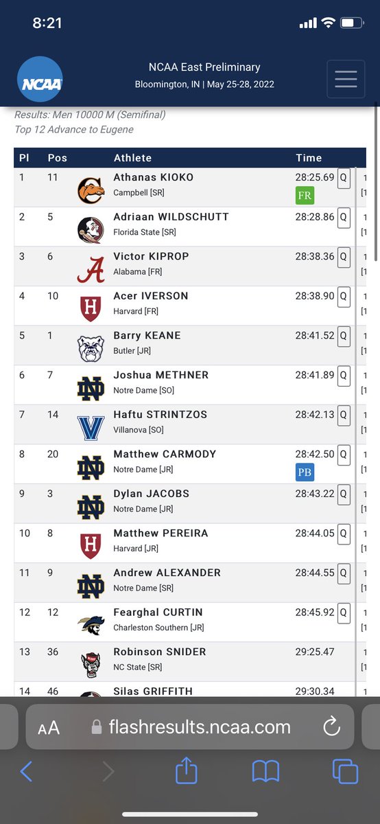 Former Dowling boy Matthew Carmody qualifies for nationals in 10k👀