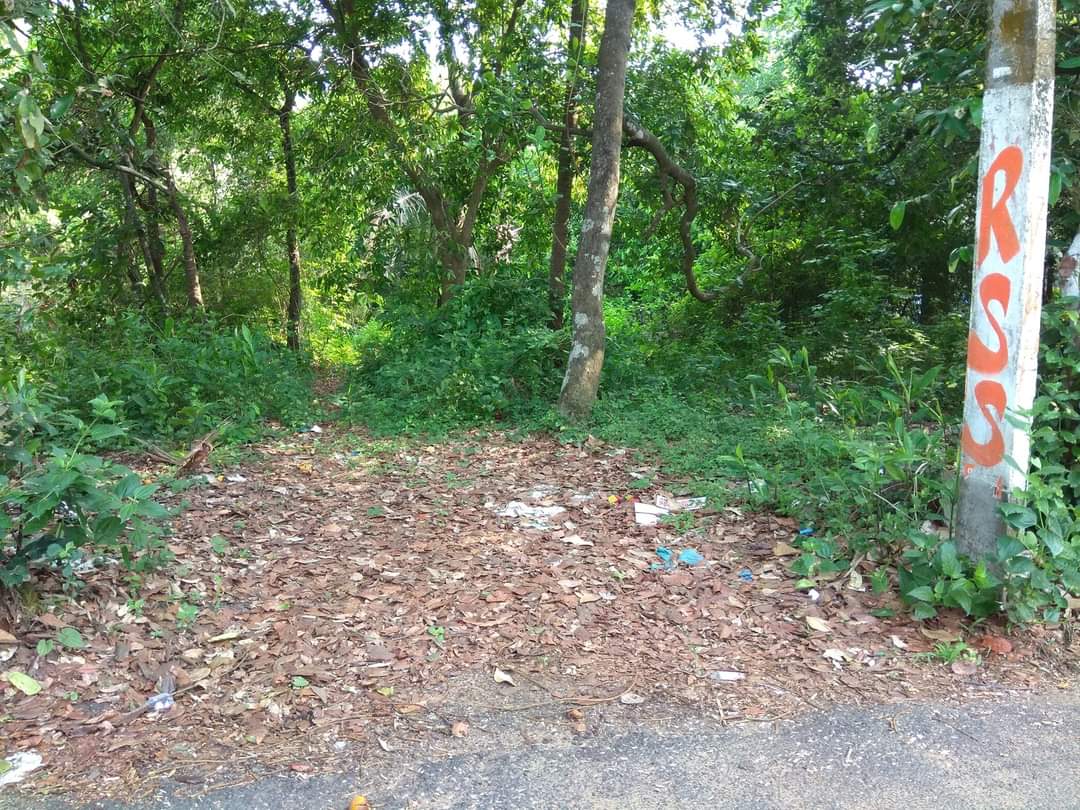 ByRakeshSimha's tweet photo. This is the entrance to my late grandfather's property in Kerala. It used to be a magical place with a freshwater stream, ponds and hills where we spent amazing holidays. It now belongs to my communist father. The delightful irony is the writing on the electricity pole. 🚩 https://t.co/esh35SEcy4