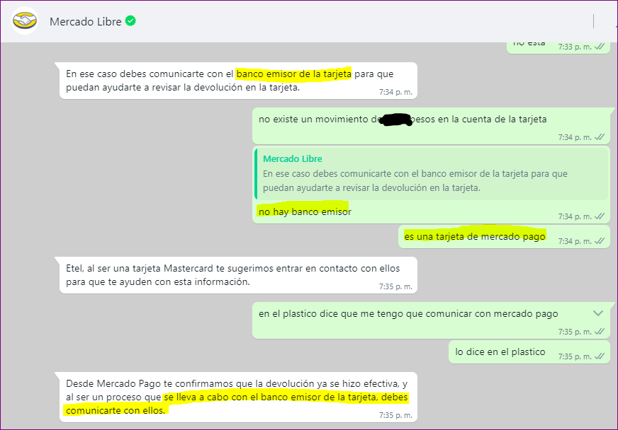 etelvjuarez's tweet photo. @ML_Ayuda @ML_Argentina @mercadopago @DNDConsumidor E.PURPURA Operación 21198195480 ah y te aviso que el pago sobre el cual nunca me hicieron la devolución se hizo con una tarjeta de Mercado Pago y que por chat me dicen que le reclame al banco emisor! Este chat es de hoy con Julián Steven (uno de los que me cortó al no tener rta) https://t.co/qHWSN5eNpt
