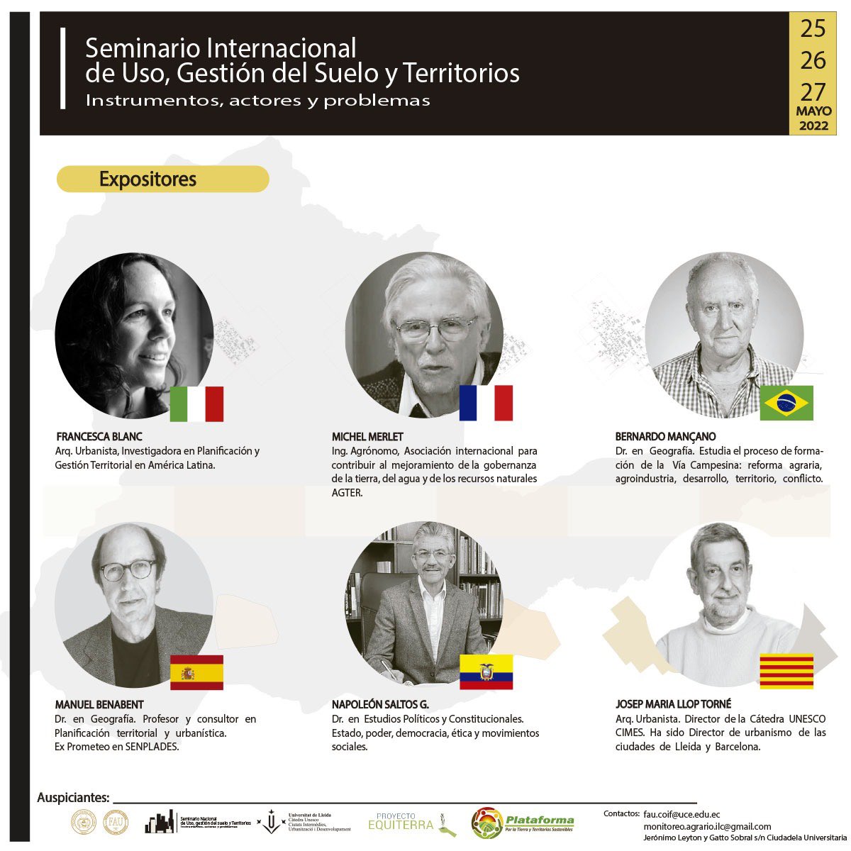 AVSFlatam's tweet photo. 🟤🟢🟤 #Equiterra 🇪🇨 

SEMINARIO INTERNACIONAL
USO, GESTIÓN DEL SUELO Y TERRITORIO. Instrumentos, actores y problemas.

🗣 Inscríbete y únete a las conferencias de manera virtual en:

🗓 Jueves 26 de mayo: https://t.co/anyRDqEtKt 

🧑🏽‍🌾 👩🏽‍🌾 #TierraUrgenteTerritorioLatente https://t.co/0latuFN6L0