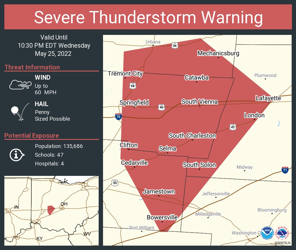 NWS Wilmington OH on Twitter "Severe Thunderstorm Warning including