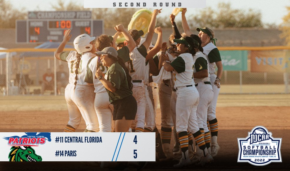 NJCAASoftball's tweet photo. Paris walks it off to advance to the 𝙦𝙪𝙖𝙧𝙩𝙚𝙧𝙛𝙞𝙣𝙖𝙡𝙨!

No. 14 Paris continues in the 2022 #NJCAASoftball DI Championship after defeating No. 11 Central Florida in eight innings.

https://t.co/JZIlZSSQHW https://t.co/1QxRsttCkR