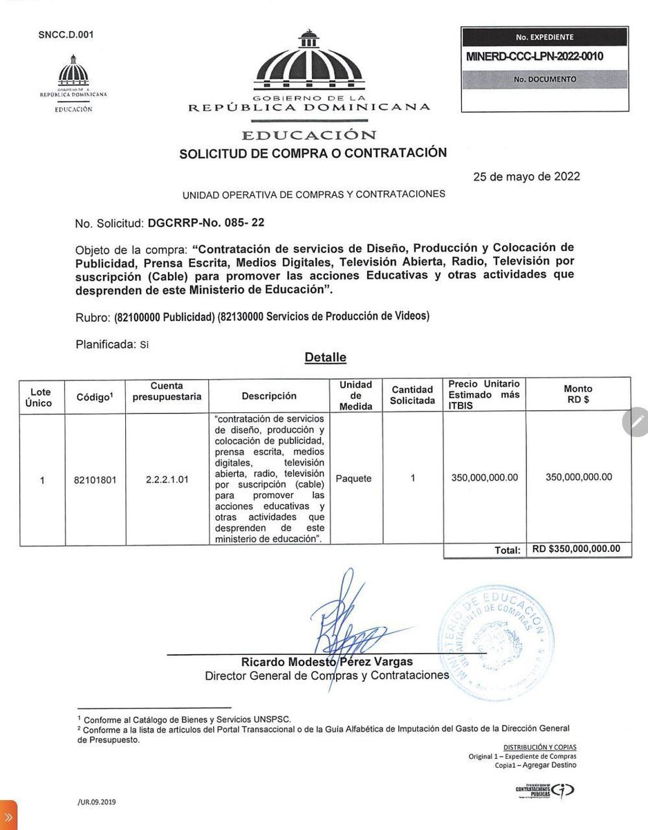 Y como es que funciona esta licitación de 350 millones para publicidad del Educación? Esto es una partida larga una sola compañía? Que tiempo cubre de publicidad? Es justo que un solo ministerio gasta 350 millones en publicidad en medio de esta crisis? La verdad q no entiendo 🤷‍♂️
