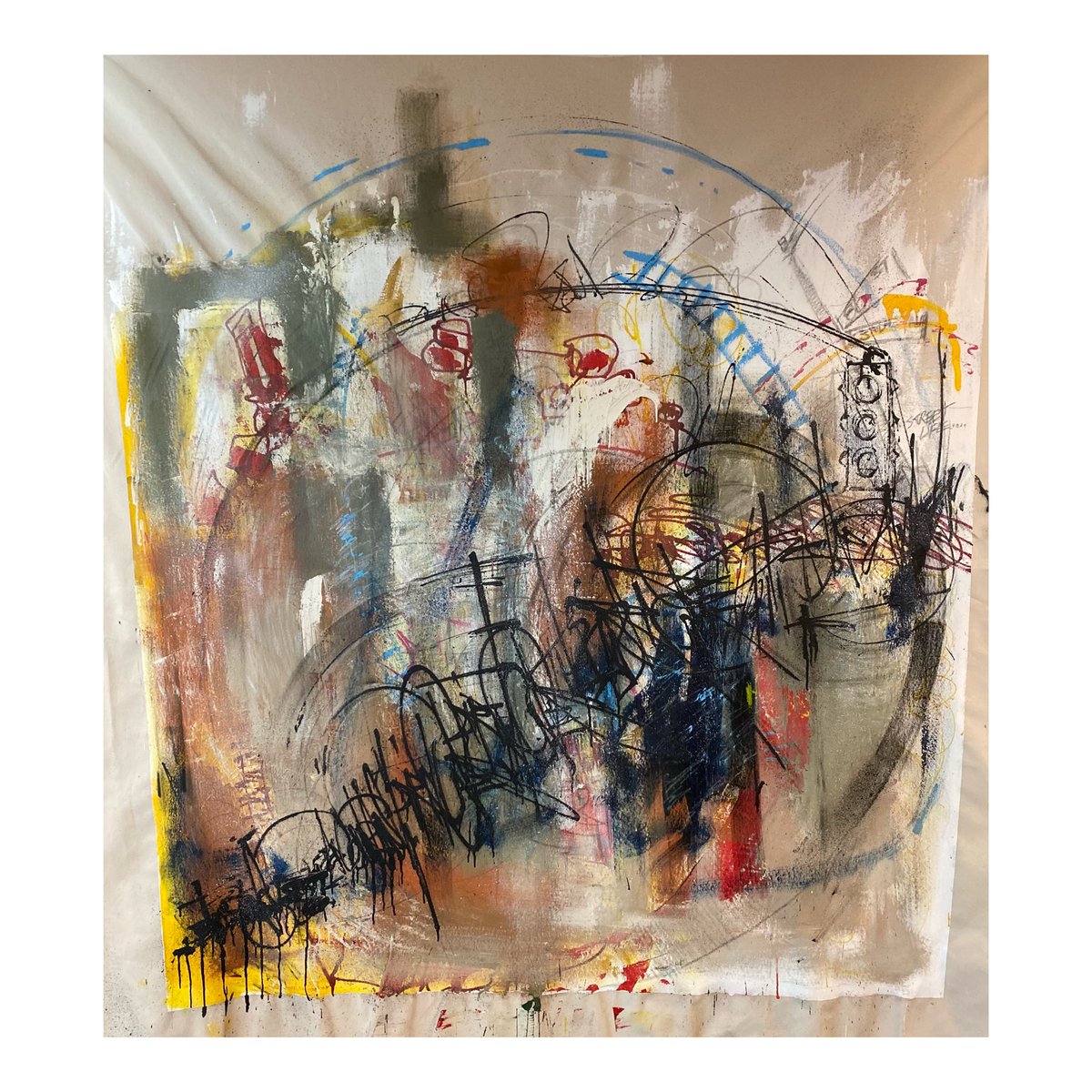 misterkaveslob's tweet image. Street life. 6x7 mixed media on canvas. 2022 #urbanabstract #kaves #mrkaves #brooklyn #concretecathedrals #abstract #graffuturism #magicmarker