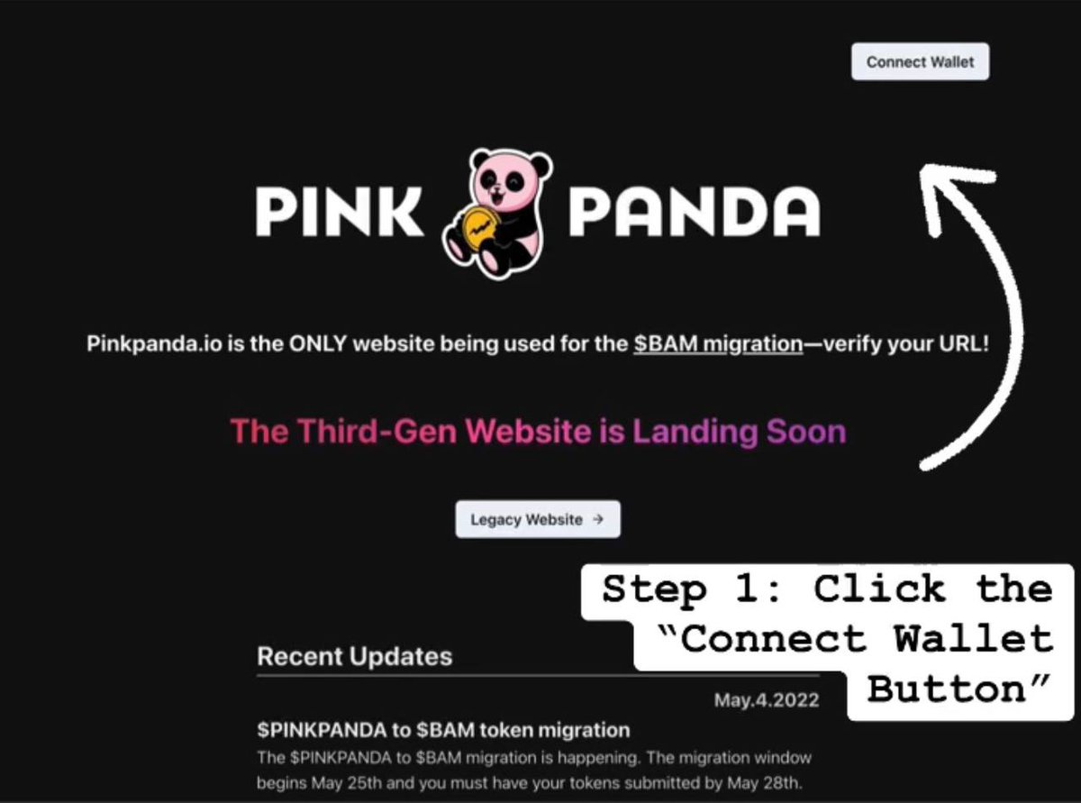 PinkPandaDefi's tweet photo. 📌 Migration: Step by Step Guide

#PinkPanda #BAM #WenBamboo #Migration #altcoin #cryptocurrecy #1000x #BSCGems https://t.co/lmE01uIHdD