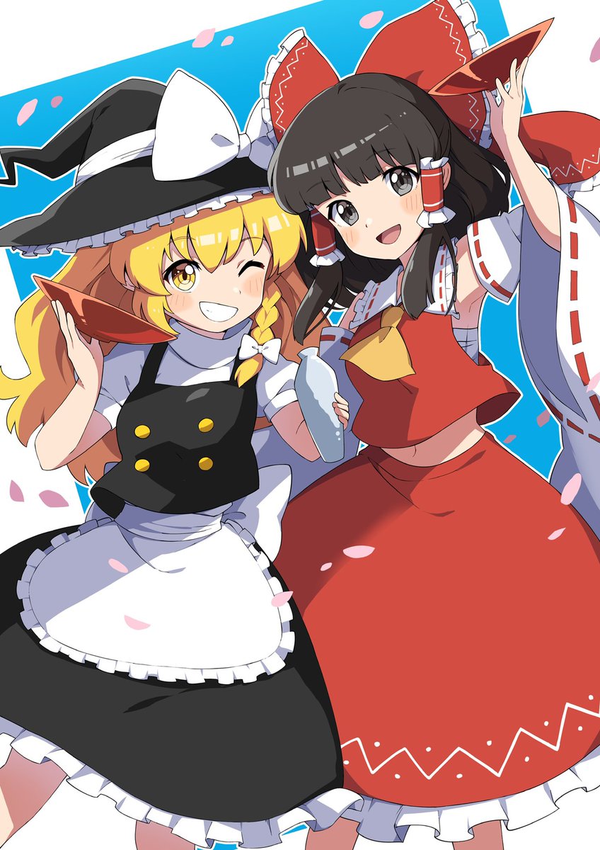 博麗霊夢 ,霧雨魔理沙 「れいまり!
#東方project 」|みず@イラストお仕事募集中のイラスト