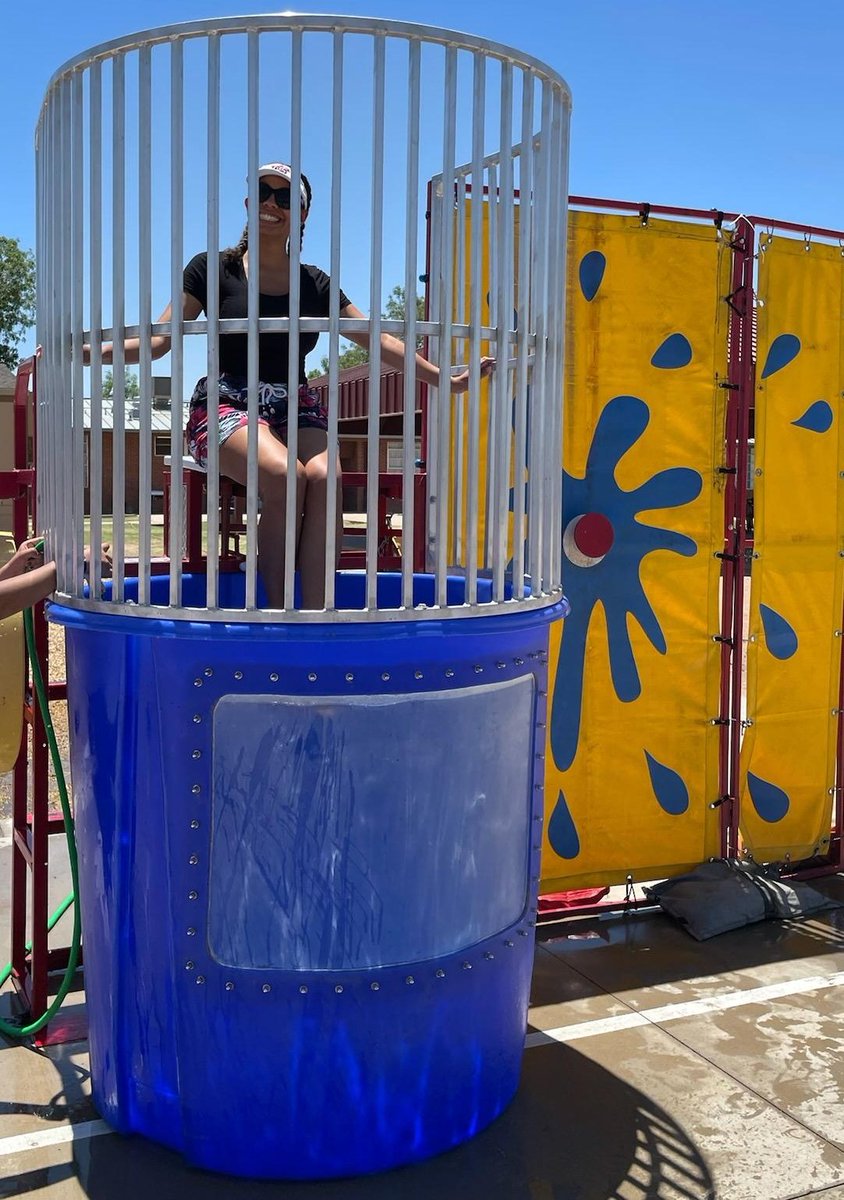Connect_4th's tweet photo. Today was a really hard day but getting to spend it outside with my students and just be present together was wonderful. No matter what happens I want them to know I am always here for them! So . . . if going into the dunk tank does that for them, then in I go 🥰 https://t.co/qOWZCOgDL5