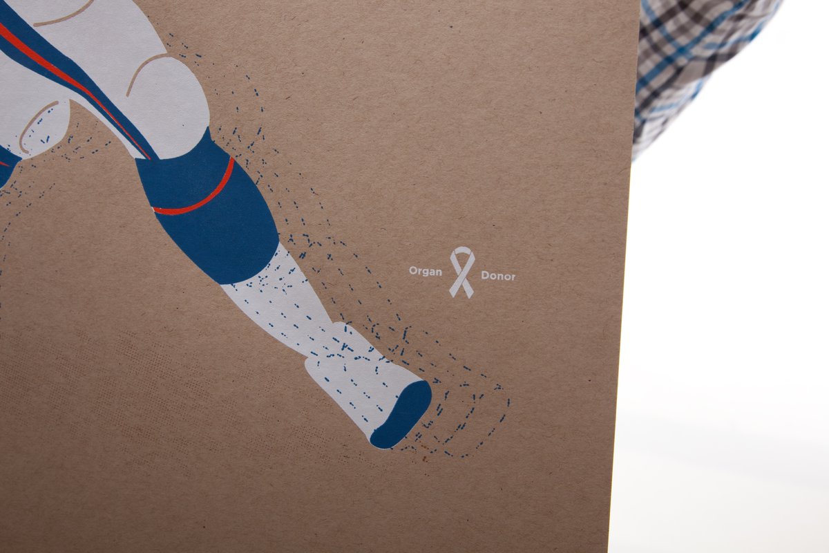 pyroman1ac's tweet photo. Our limited run 'Sweetness' silkscreened poster... loved working on this organ donor awareness piece for one of my favorite football players with @JesseHora https://t.co/cUgWDr0Sds