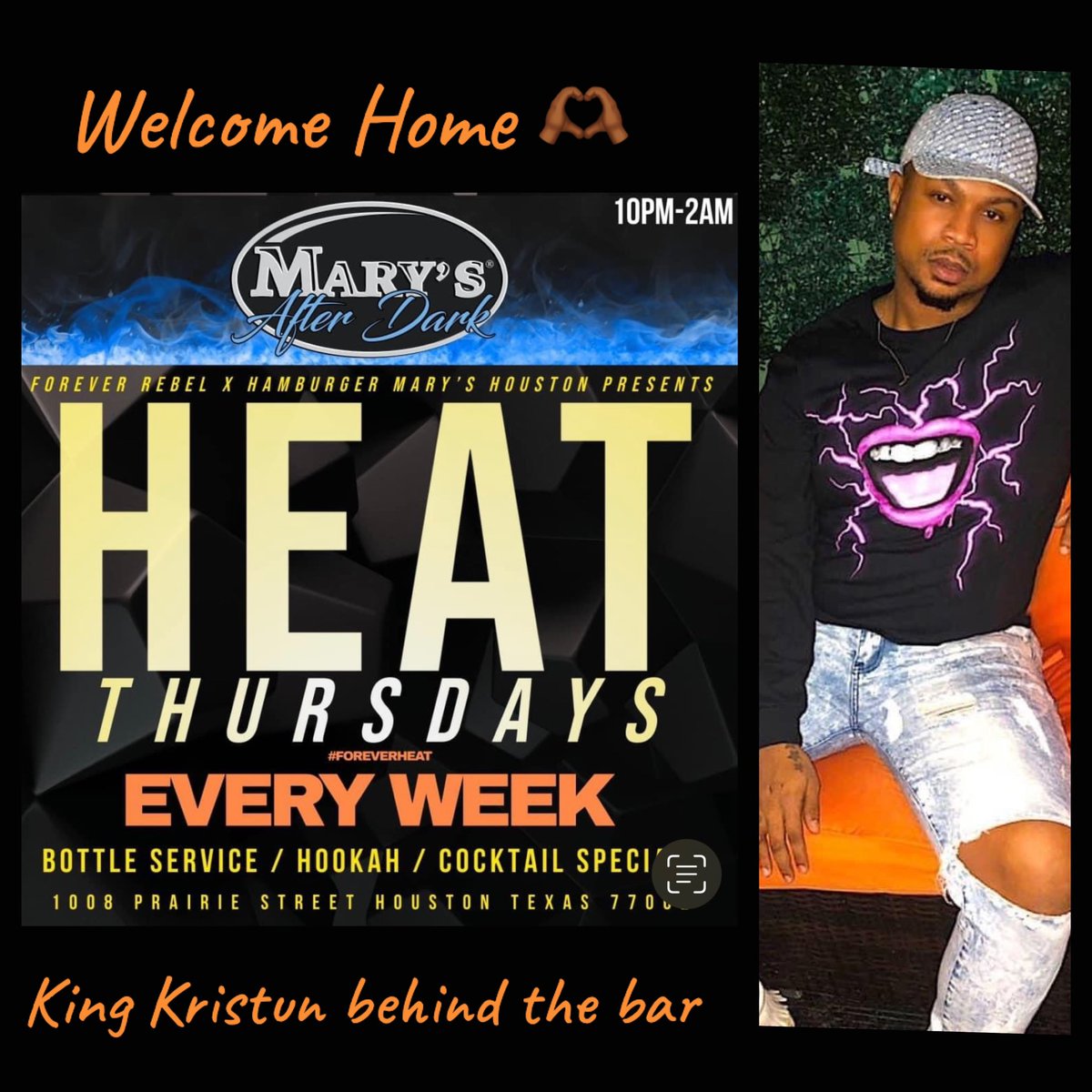 HezRebellious's tweet photo. #HeatThursday itβs UP!! π₯π₯π₯
Forever Rebel x Marys After Dark Present:
Heat Thursday: Memorial Day Edition
Weβre kicking off Memorial Day Weekend the HEAT WAY!
Kicking off Gemini season! Geminis where yβall at???
Vibes curated by DJ Alex Live
10pm-2am
HAMBURGER MARYS https://t.co/SyF7HvIZPL