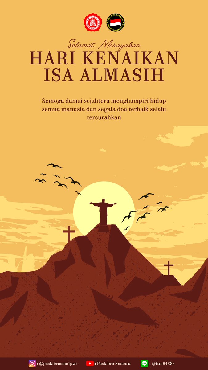 Salam Paskibra!!🇮🇩🇮🇩
Tuhan Yesus Dia yang datang dari Surga kembali ke Surga untuk menyediakan tempat bagi kita di rumah Bapa.

Kami Paskibra Smansa mengucapkan Selamat Merayakan Hari Kenaikan Isa Almasih 2022.

Semoga kesejahteraan selalu mengiringi kita.🙌🏻