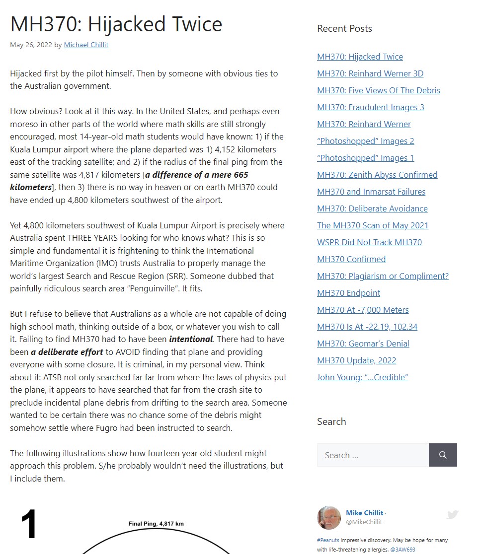 MikeChillit's tweet photo. #MH370 #JustGoGetIt I've just posted a few new comments about this tragedy. It is on the new website at https://t.co/kdNX3l3aqH; not the old one. Here is a preview. https://t.co/fKIsSNRWm4