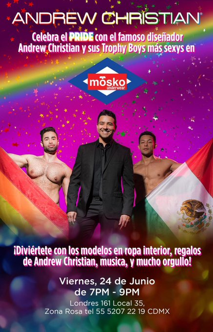 Esto se va a descontrolar! ? El famoso dise?ador @andrewchristian visitará CDMX para el PRIDE 2022 y