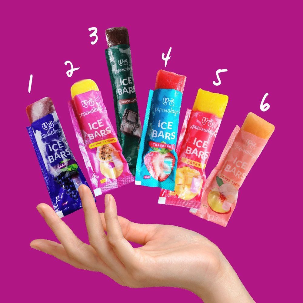 PopsMalaya's tweet photo. Satu perisa setiap hari. Ada anggur, markisah nanas, coklat, strawberi, mangga dan laici pic. Beli online di https://t.co/usFeKh3Bce #popsmalaya #aiskrim #aiskrimmalaysia https://t.co/0W3JWbhoLS