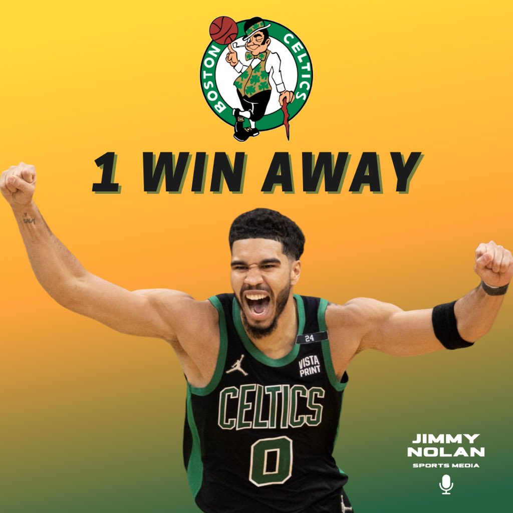 JNolanComedy's tweet photo. The Boston Celtics have defeated the Miami Heat to take a 3-2 series lead! They are now just 1 win away from the NBA Finals! #Celtics #NBA #NBAPlayoffs https://t.co/Y8Fr1yhTIi