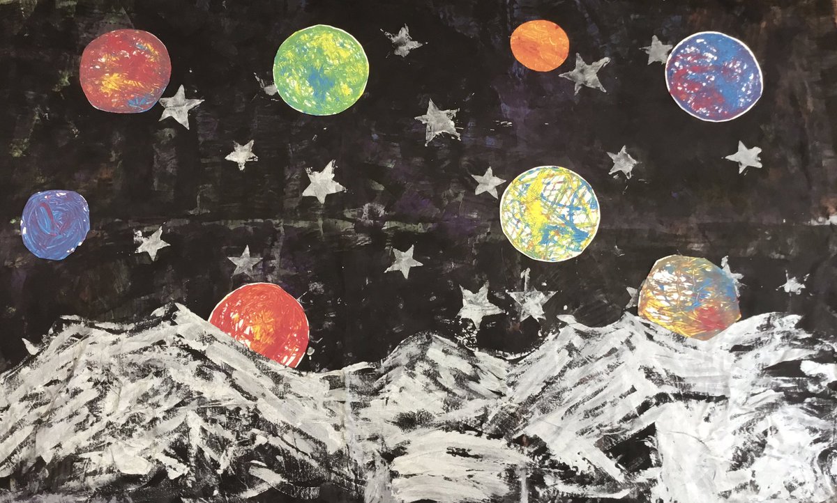 Red 1 completed their backdrop for the Summer Show yesterday. They’ve used marble art, printing and painting to create a moon scene and have really enjoyed it! <a href="/bentondenesch/">Benton Dene School</a>