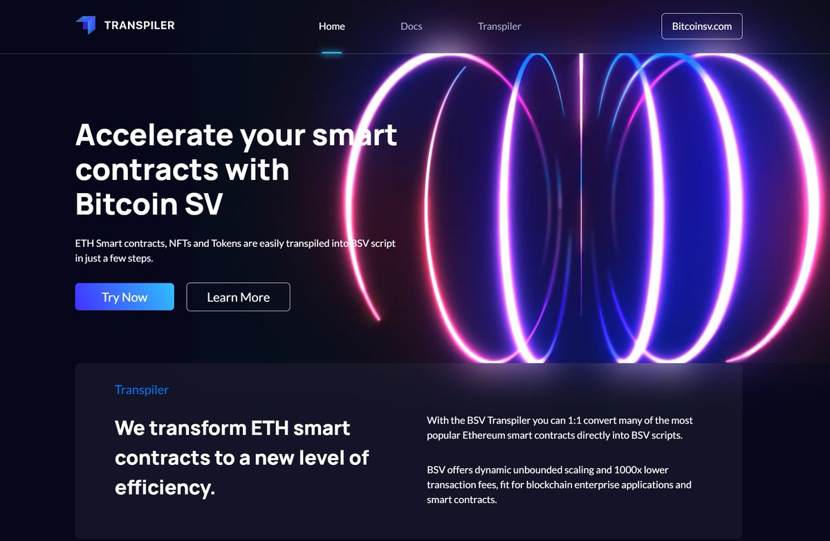 Ethereum smart contracts can now seamlessly be converted to bsv smart contracts to create a new funnel of adoption. Craig was always adamant that #BSV could roll up all existing blockchains and that's what that looks like.

transpiler.bitcoinsv.com