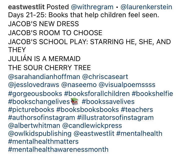 East West Literary (@eastwestlit) on Twitter photo Repost from <a href="/LaurenKerstein/">Lauren H. Kerstein is mostly taking an X break!</a> : Books that help children feel seen.
We spy books by <a href="/SarahHoffman101/">Sarah & Ian Hoffman</a> @tweetteringcase
JACOB’S NEW DRESS
JACOB’S ROOM TO CHOOSE
JACO’s SCHOOL PLAY: STARRING HE, SHE & THEY.
<a href="/AlbertWhitman/">Albert Whitman & Co.</a>
<a href="/MaginationPress/">Magination Press</a> Repost from <a href="/LaurenKerstein/">Lauren H. Kerstein is mostly taking an X break!</a> : Books that help children feel seen.
We spy books by <a href="/SarahHoffman101/">Sarah & Ian Hoffman</a> @tweetteringcase
JACOB’S NEW DRESS
JACOB’S ROOM TO CHOOSE
JACO’s SCHOOL PLAY: STARRING HE, SHE & THEY.
<a href="/AlbertWhitman/">Albert Whitman & Co.</a>
<a href="/MaginationPress/">Magination Press</a>