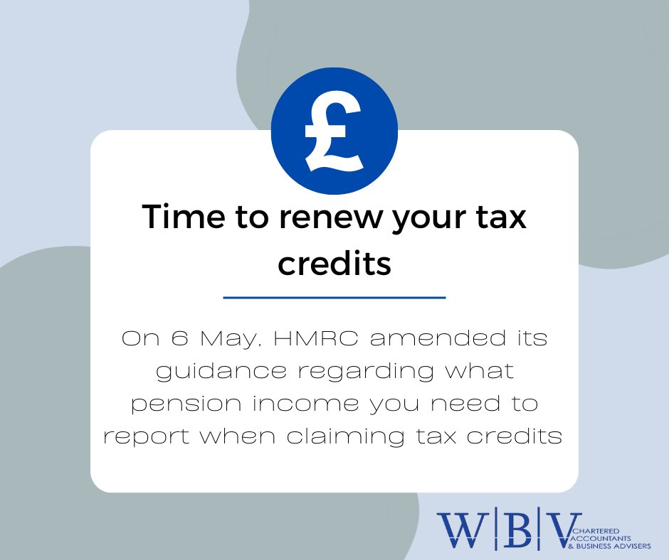 WBVAccountants's tweet photo. #HMRC is currently issuing tax credit renewal packs. There are two versions of the form which require different responses. To find out what actions are required please follow the link 👇👇
https://t.co/jem1104oxe https://t.co/nd32ZyK7wi