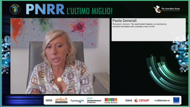 Web Conference "#PNRR l'ultimo miglio!"
Paola Generali Presidente <a href="/Assintel/">ASSINTEL</a>  <a href="/paola_generali/">Paola Generali</a> 
Con il #PNRR, 74 i servizi a catalogo per le PA: le PA locali hanno bisogno di essere accompagnate, le società IT locali hanno un ruolo importante

#TIGdigitaly