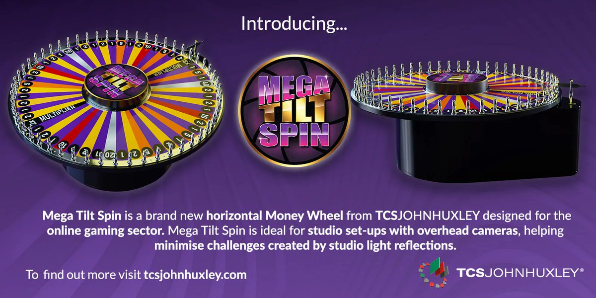 TCSJH_Gaming's tweet photo. Mega Tilt Spin is a brand new horizontal Money Wheel from TCSJOHNHUXLEY designed for the online gaming sector. Read more about this exclusive new Money Wheel here https://t.co/qWArDZLXuN #moneywheel #igaming #onlinegaming #big6wheel #gaming https://t.co/VrgtXmke9Z