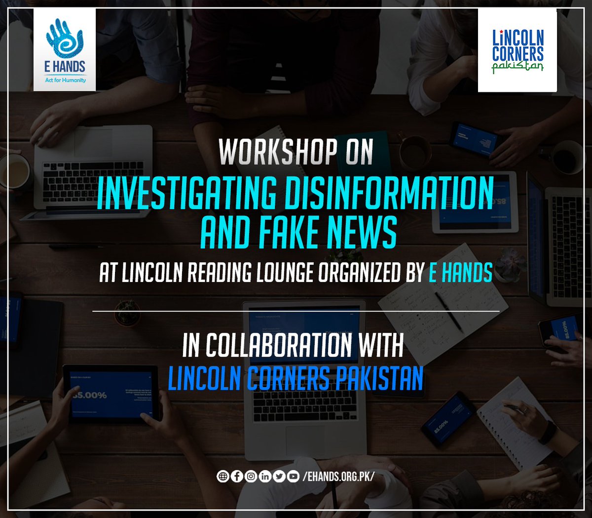 ehands_org's tweet photo. The session will be conducted at Lincoln Reading Lounge, National Library of Pakistan on Monday, 30th May 2022 at 11:00 AM - 01:30 PM. 

Link to register for the workshop: https://t.co/oOUEz5pwDP

#WorkshoponInvestigatingDisinformation #LincolnCorners https://t.co/fD1RclbwvH