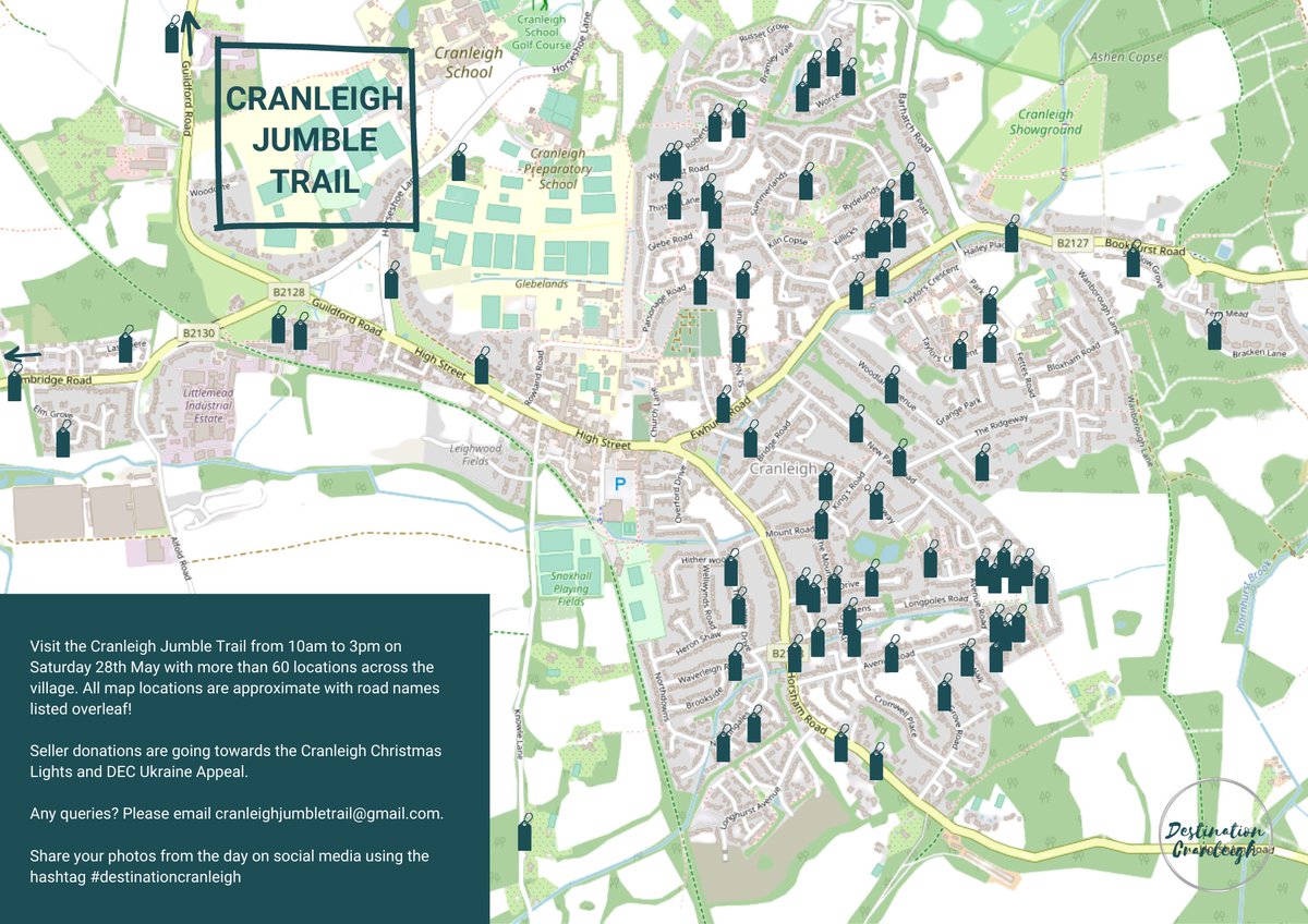 DestCranleigh's tweet image. The latest version of the Cranleigh Jumble Trail Map is now live at destinationcranleigh.net/events/cranlei…

70 jumble sales taking place across the village between 10am and 3pm on Saturday.

Please help spread the word!