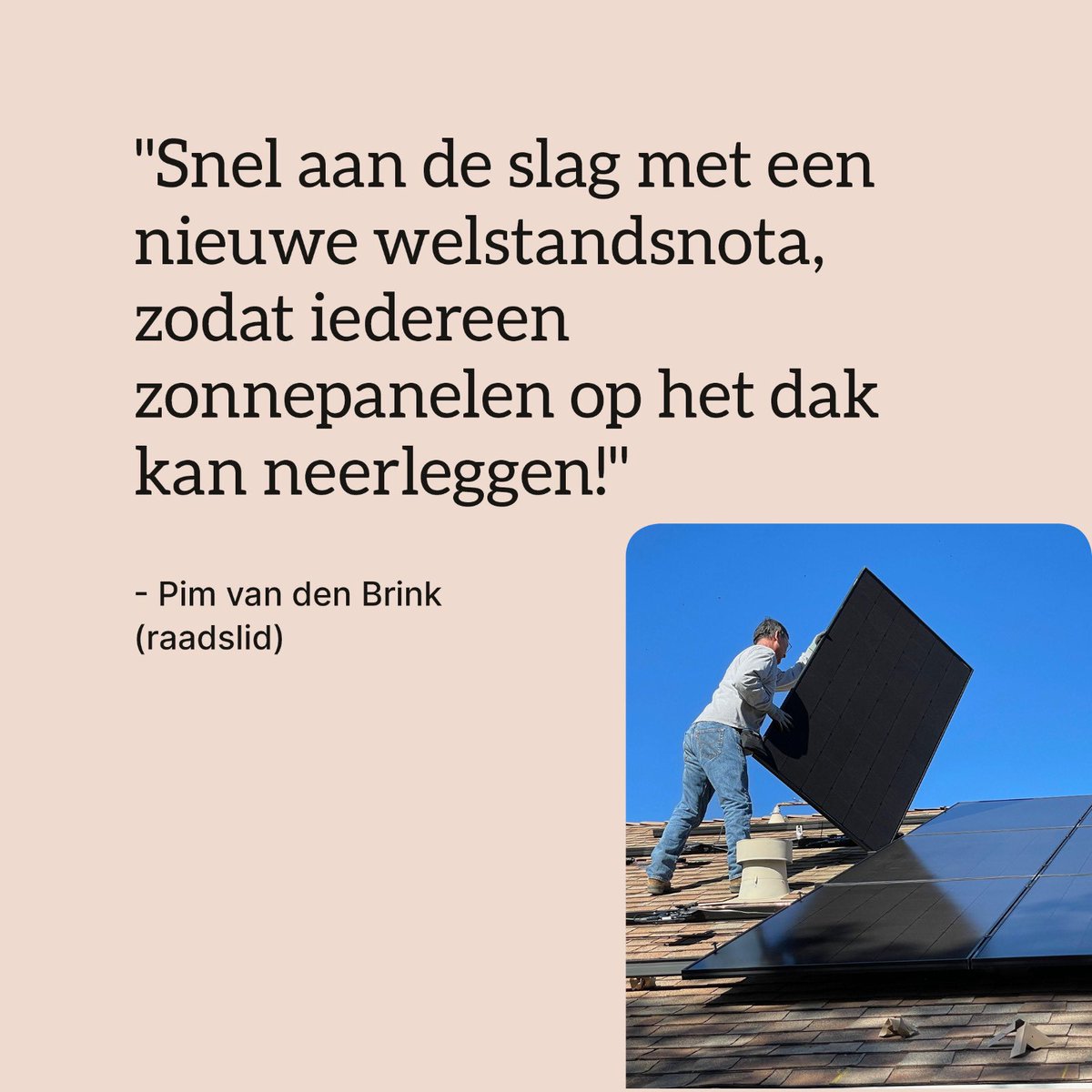 D66 Hilversum (@d66hilversum) on Twitter photo Gisteravond werd gesproken over technische aanpassingen van de Welstandsnota. Tijdens de bespreking riep D66-raadslid <a href="/PimBrink/">Pim van den Brink</a> op om ook zo snel mogelijk vaart te maken met inhoudelijke aanpassingen van de Welstandsnota die het makkelijker maken om zonnepanelen te plaatsen. Gisteravond werd gesproken over technische aanpassingen van de Welstandsnota. Tijdens de bespreking riep D66-raadslid <a href="/PimBrink/">Pim van den Brink</a> op om ook zo snel mogelijk vaart te maken met inhoudelijke aanpassingen van de Welstandsnota die het makkelijker maken om zonnepanelen te plaatsen.