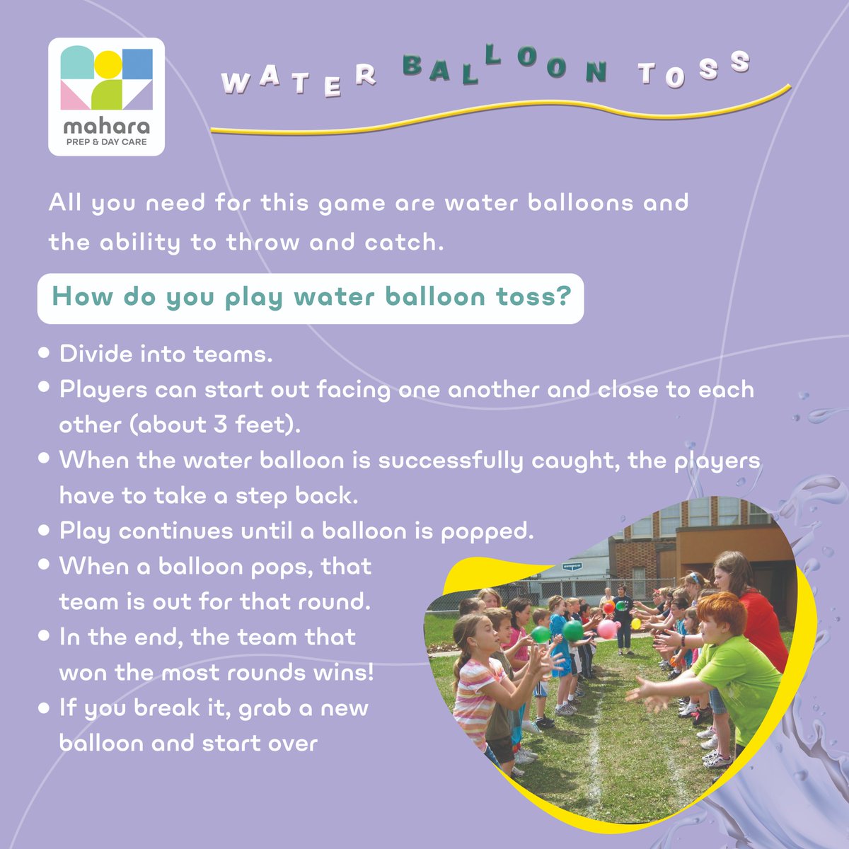 MaharaSchools's tweet photo. Water balloon Toss – A perfect game to improve coordination and teach children how to compete while having fun.

#watergames #childgames #summergames #summer #playtolearn #playtogether #childplay #childcommunication #waterballoons #childlearning https://t.co/5liOzEKqHy