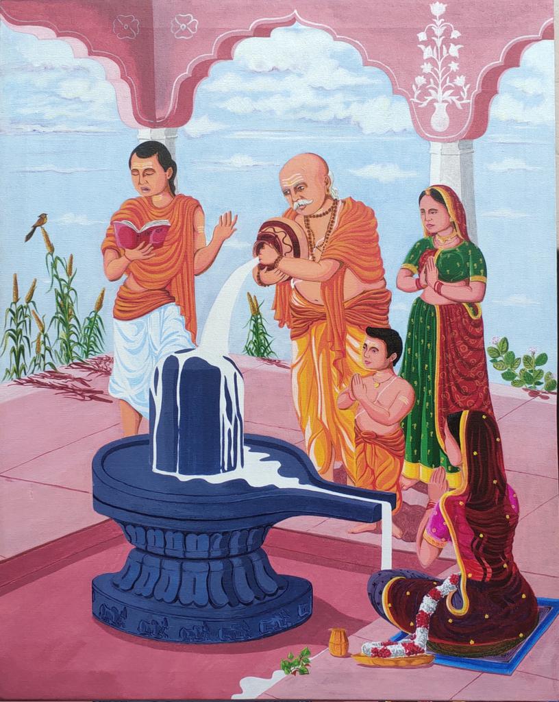 skndrsuthar's tweet photo. 🚩🌿🌼 #त्र्यम्बकं_यजामहे_सुगन्धिं_पुष्टिबर्धनम्_उर्वारूकमिव_बन्धनान्_मृत्योर्मुक्षीय_मा_मृतात् ॥ 
#acrylicpainting #painting 
✨🌾🍀🍃🌱💫 https://t.co/PS2MvEMOnF