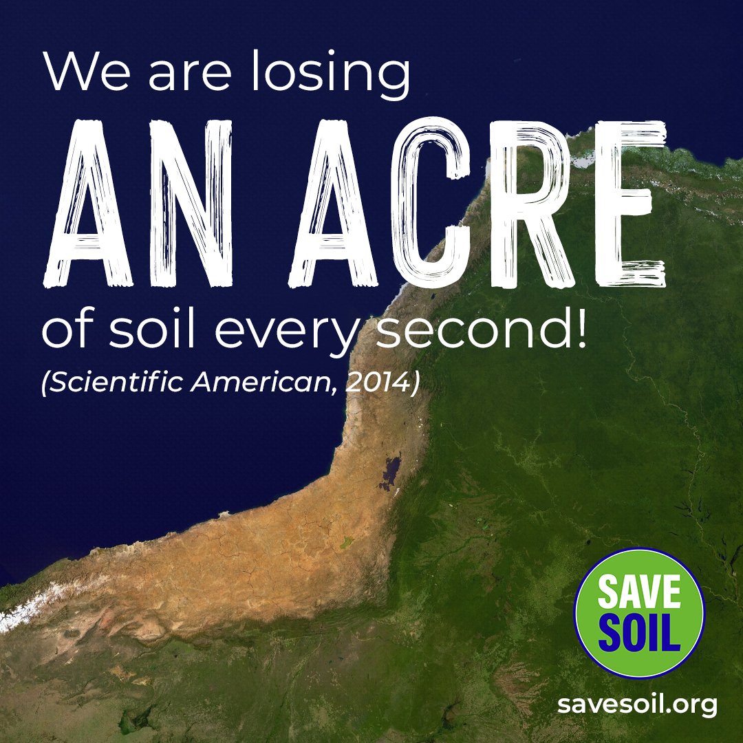 consciousansh's tweet photo. We are losing an acre of soil every second! (Scientific American, 2014) #SaveSoil https://t.co/ead0qP4z22 @SadhguruJV @cpsavesoil @USDA @nstomar @narendramodi https://t.co/tUJEpmd1EW