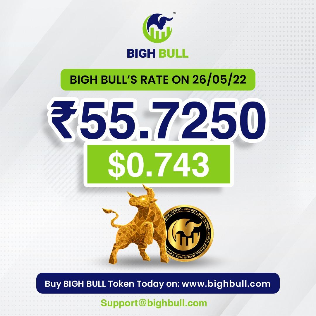 bigh.bull  A rating rate of Rs 55.7250($0.743) for Bigh Bull token! Buy Bigh Bull tokens today  &amp;make a smart move.
Visit our website  bighbull.com/today to know more.
.
.
#bighbull #cryptocurrency #cotoexapp #cotoex #cryptonews #copytrading #cryptoindia #cryptoworld