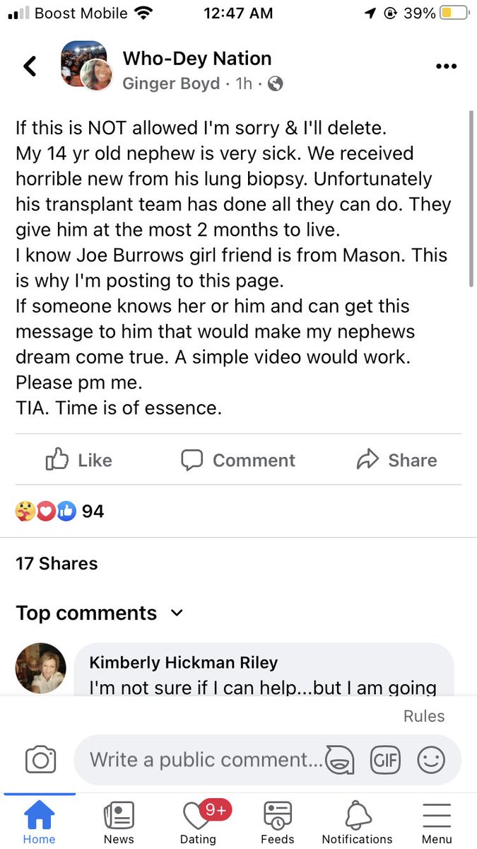 Hey bengals nation let’s spread the word and help little man out !!!  <a href="/Bengals/">Cincinnati Bengals</a> <a href="/JoeyB/">Joey Burrow</a>