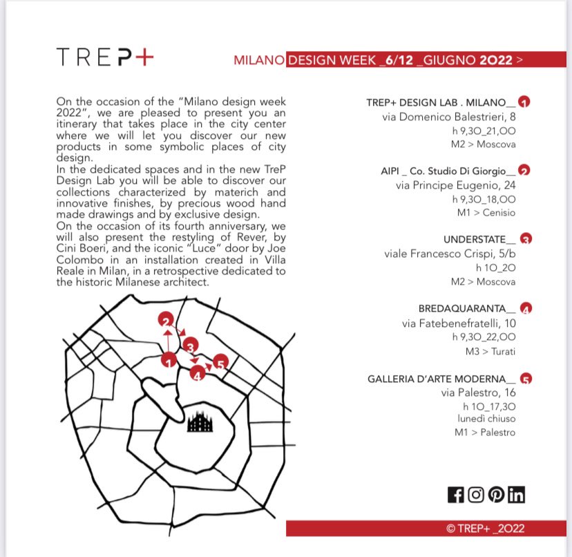 TrePTrePiu's tweet photo. Vi aspettiamo durante la #milanodesignweek22
#Milano #milanodesignweek #design #designer #designer https://t.co/vCpB4ONY8N