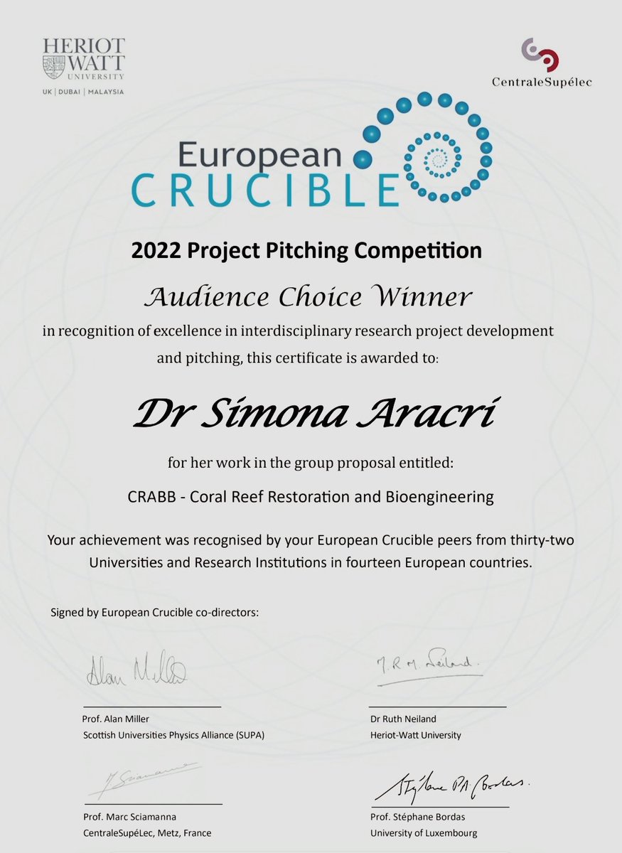 Simona Aracri (@simonaaracri) on Twitter photo Well...we won! Terrific team and beautiful experience. Looking forward to what comes next <a href="/EuroCrucible/">European Crucible</a> <a href="/CNRsocial_/">CNR Consiglio Nazionale delle Ricerche</a> #marinescience #coral Well...we won! Terrific team and beautiful experience. Looking forward to what comes next <a href="/EuroCrucible/">European Crucible</a> <a href="/CNRsocial_/">CNR Consiglio Nazionale delle Ricerche</a> #marinescience #coral