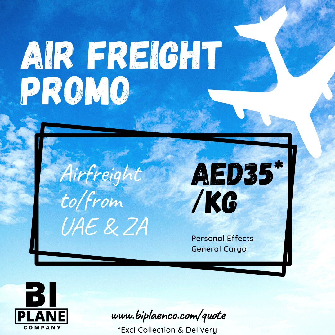 Airfreight UAE-ZA
biplaneco.com/quote
AED35*/kg

#AirFreight
#LogisticsCompany
#LogisticExcellence