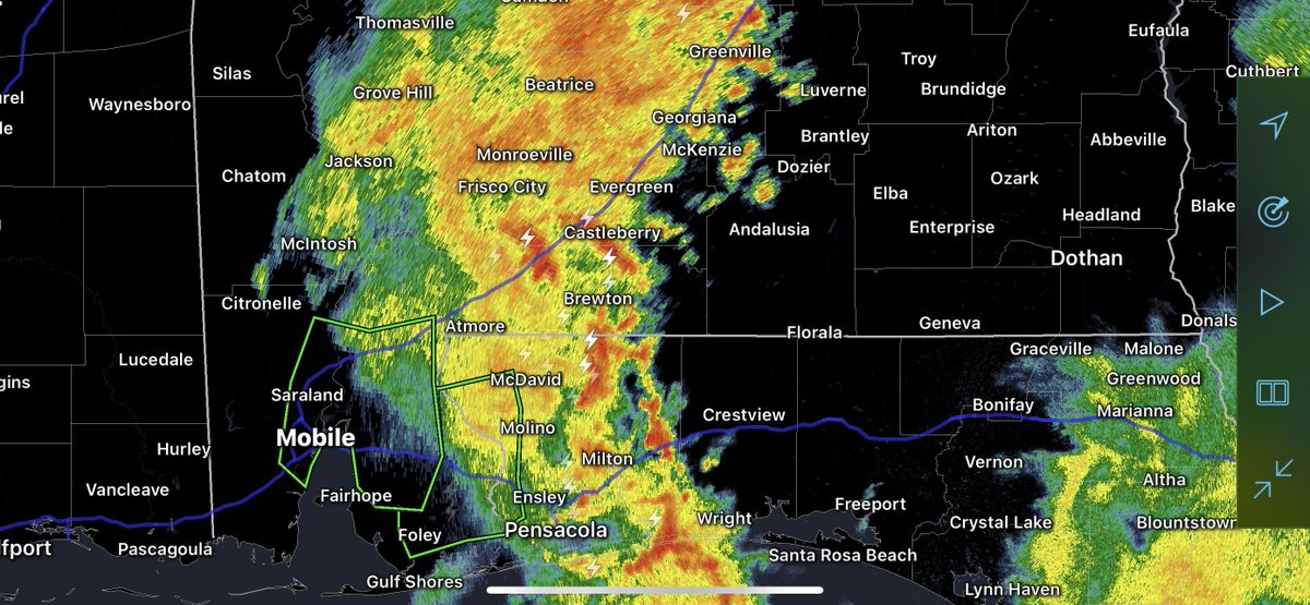 Thunderstorms continue to slowly move east early on this Thursday morning. Heavy rain and storms will spread into Covington and Okaloosa counties over the next hour or so.

Loud thunder likely at times soon near Andalusia, Opp, Destin, Niceville, and Crestview.